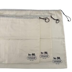 Coach Dust Bag Set 3 Pieces Cream Handbag Storage Covers Drawstring
